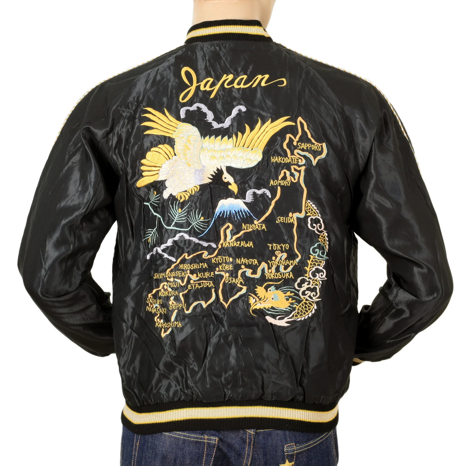 American Eagle Embroidered TT13756 Black Souvenir Jacket TOYO7526 - Image 7
