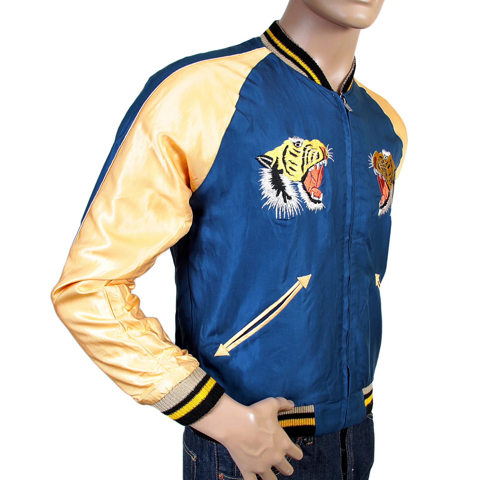 Tiger Embroidered TT13001 Royal Blue and Gold Suka Jacket TOYOSC3709A - Image 3