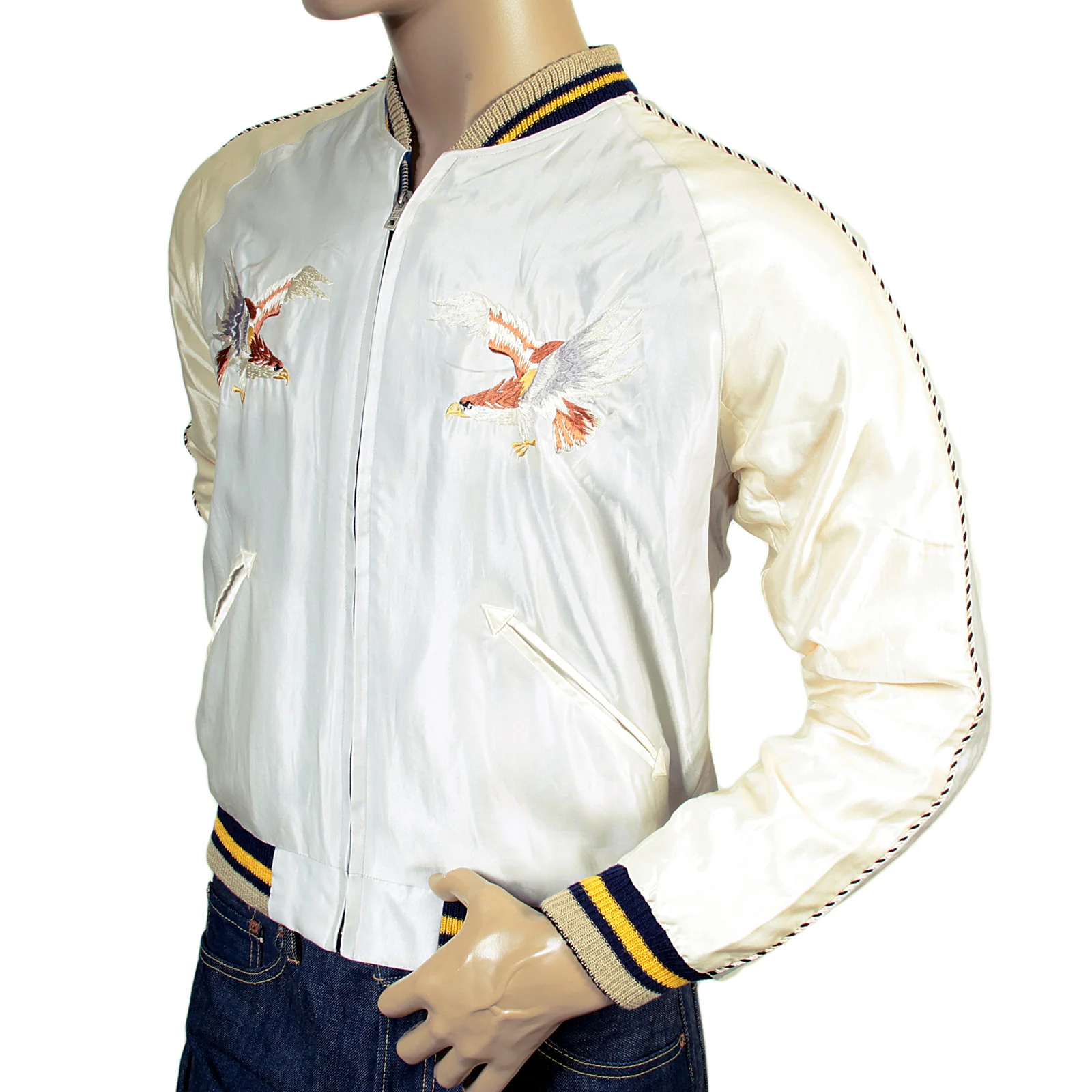 American Eagle Embroidered TT13001 Silver Souvenir Jacket TOYOSC3709 - Image 4