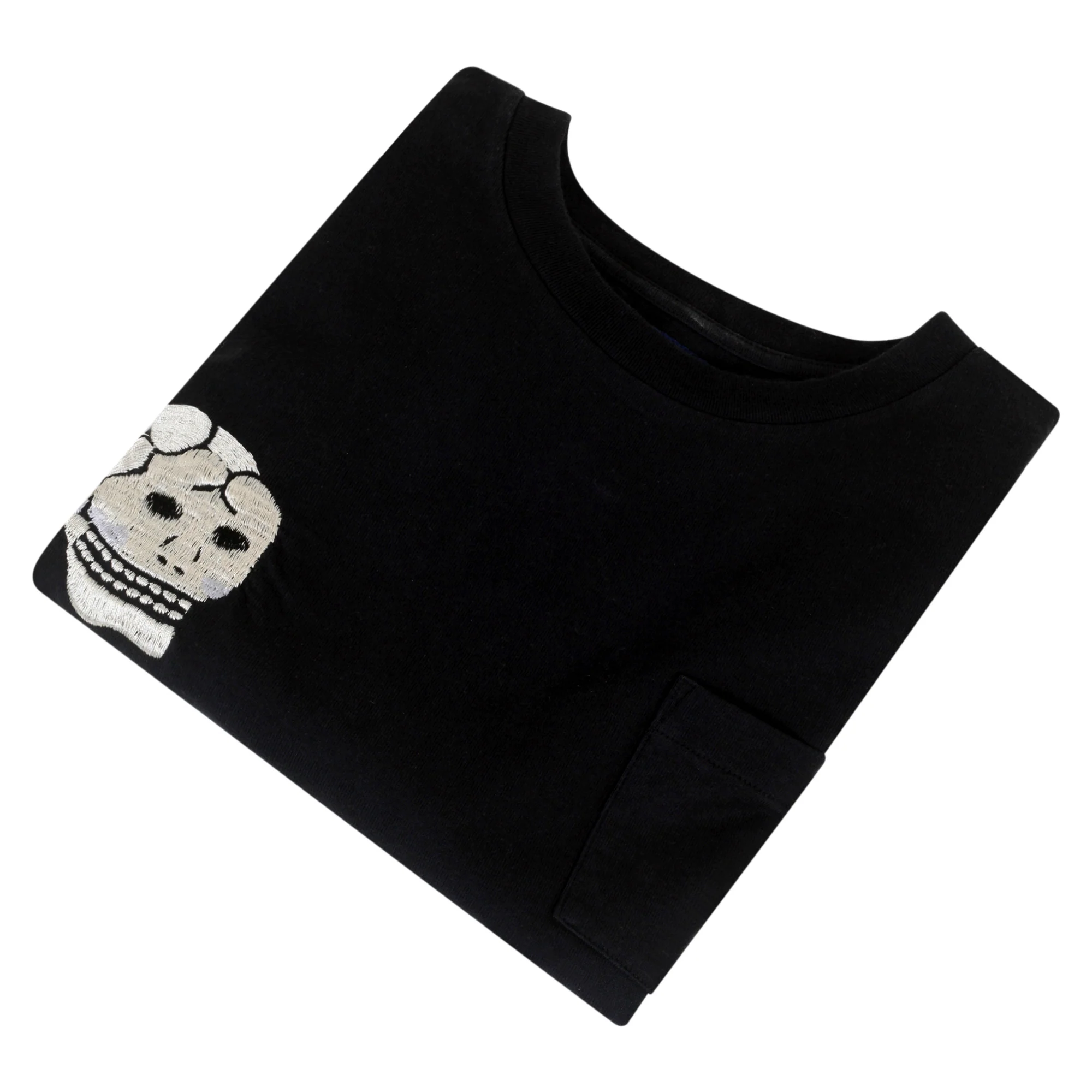 Skull and Snake Embroidered TT78244 Crew Neck Black T-shirt TT10076 - Image 5