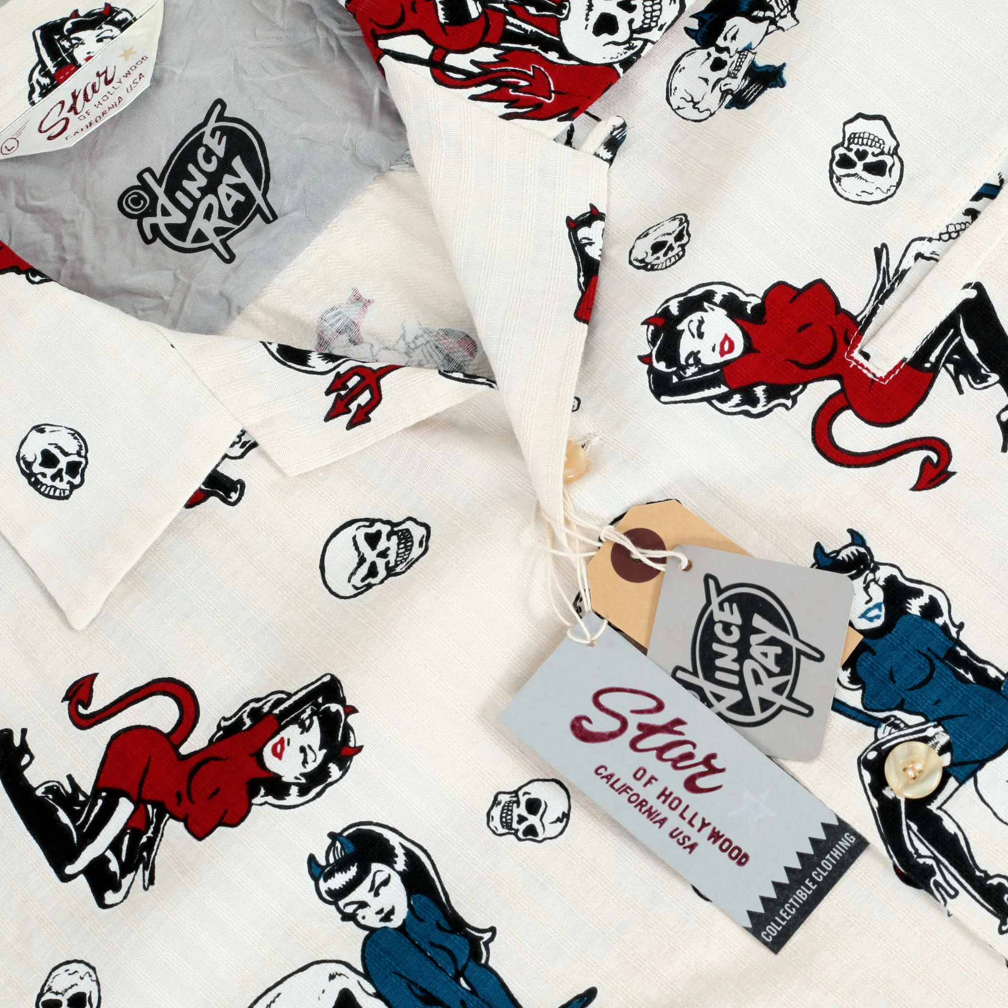 The Devil Skull Girls Print SH38115 Off White Hawaiian Shirt SoH10093 - Image 3
