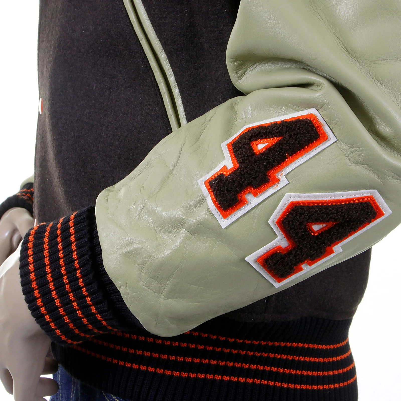 Whitesville Brown Wool Body Dark Cream Leather Sleeve WV12077 Regular Fit Flying Alligators Stadium Jacket CANE2101 - Image 9
