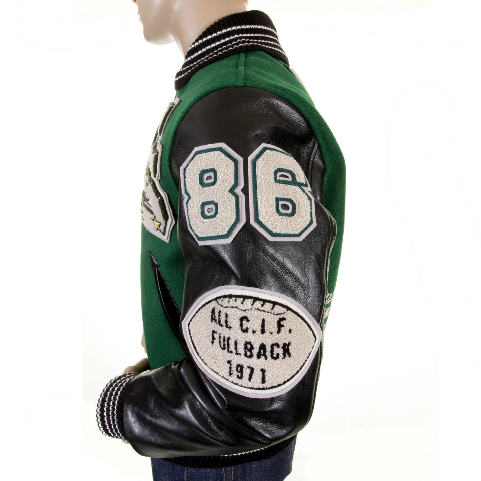 Green and Black Leather Sleeve WV12310 Award Spartans Jacket WHIT1092 - Image 9