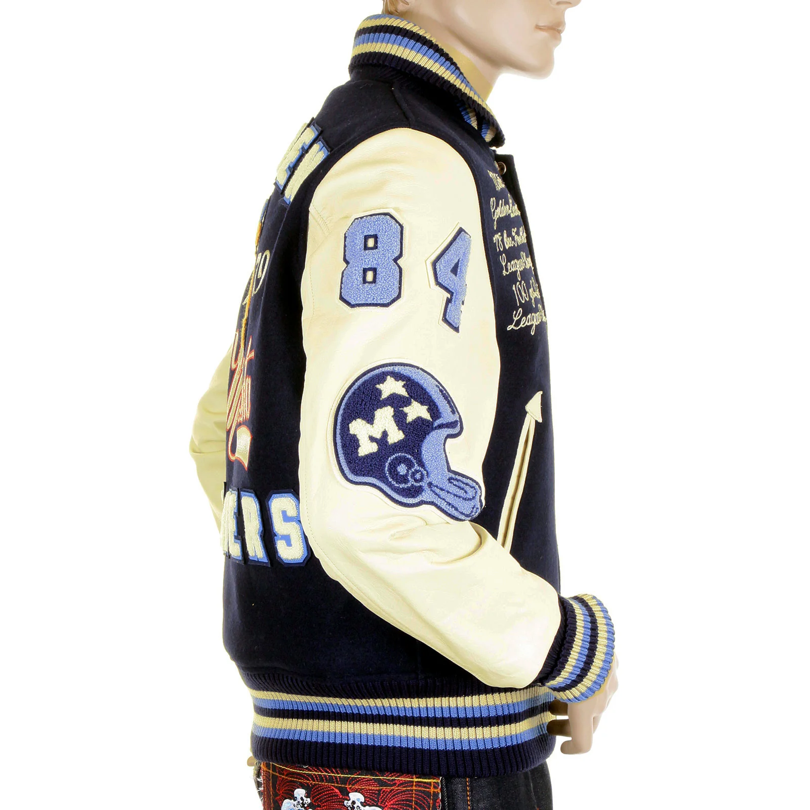 Whitesville Letterman by Sugar Cane Golden Beaver stadium jacket WV11793 128 WHIT4231 - Image 7
