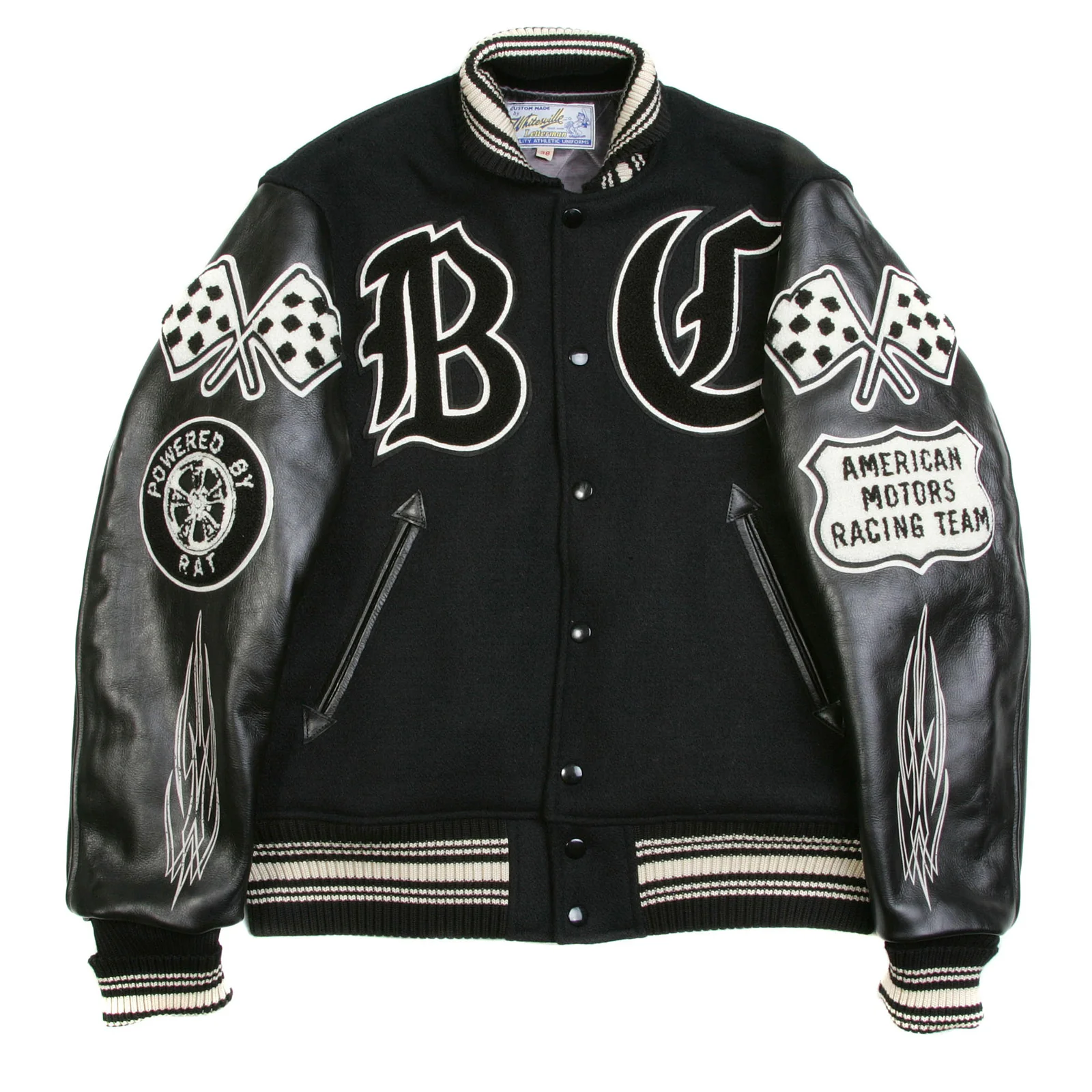 Black Raglan Sleeve WV11375 Crank Busters Letterman Jacket WHIT3781A - Image 6