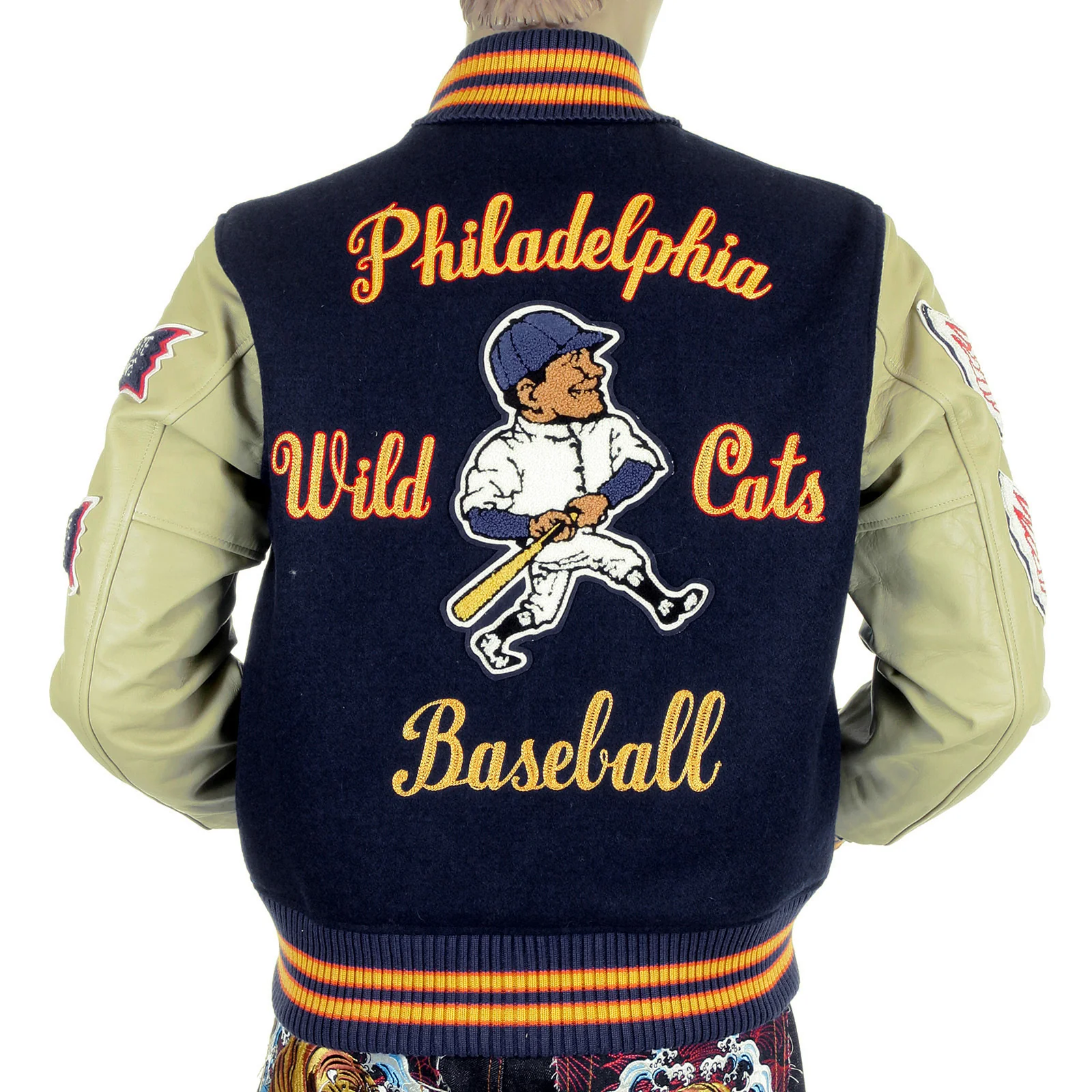 Whitesville Letterman WV11793 Philadelphia Wild Cats Stadium Jacket with Royal Blue Body and Cream Leather Sleeve WHIT4228A - Image 5