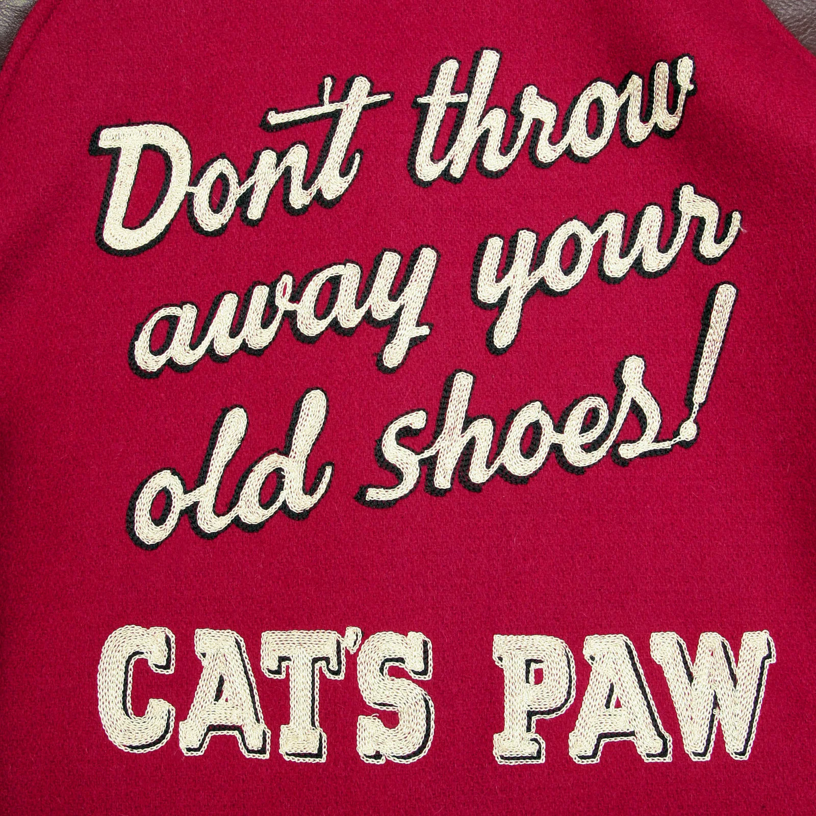 Red Body Brown Raglan Sleeve WV11376 Cats Paw Varsity Jacket WHIT3783a - Image 3