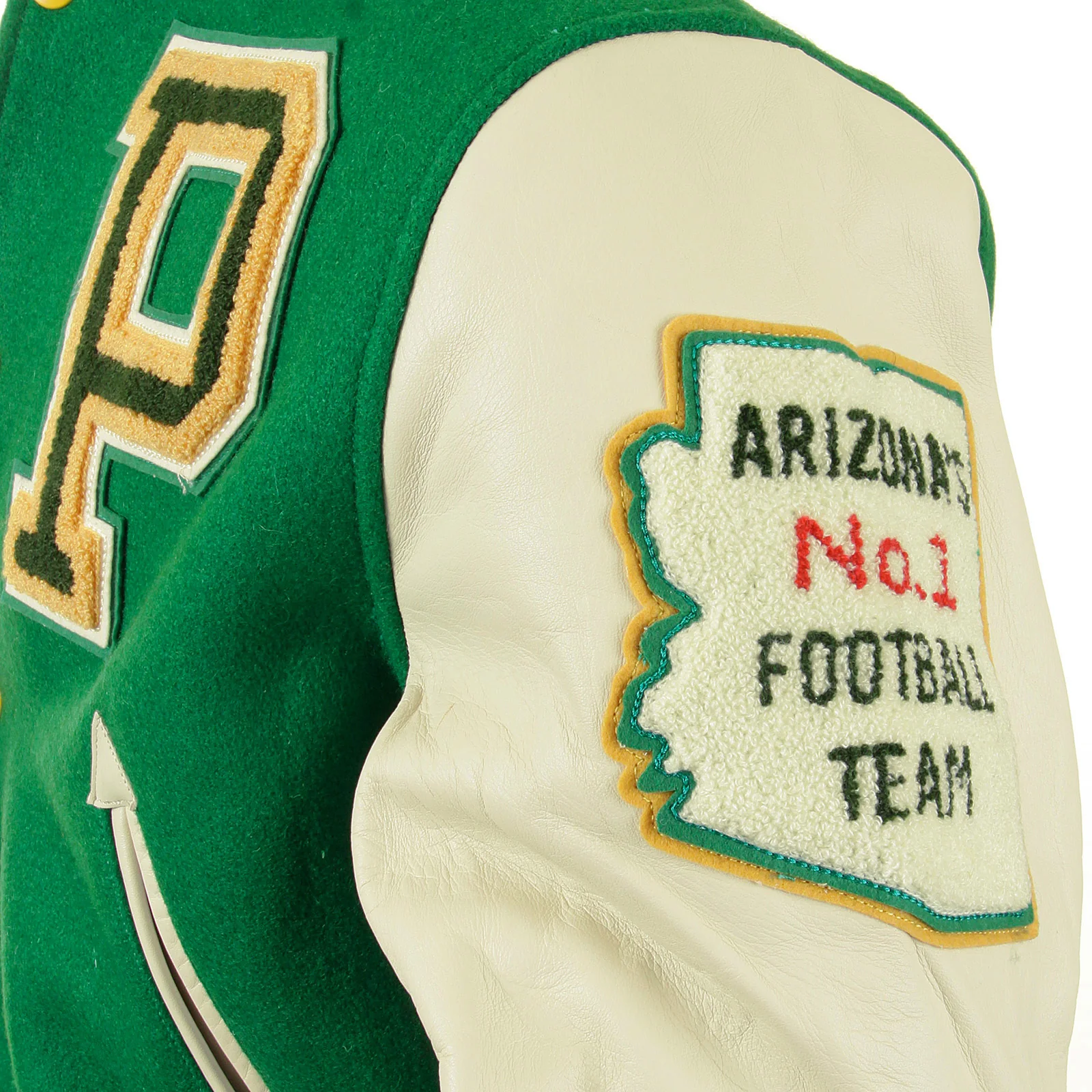 Whitesville Regular Fit WV12077 Kelly Green Melton Wool Flying Aliigators Stadium Jacket with White Leather Sleeves CANE2102 - Image 8